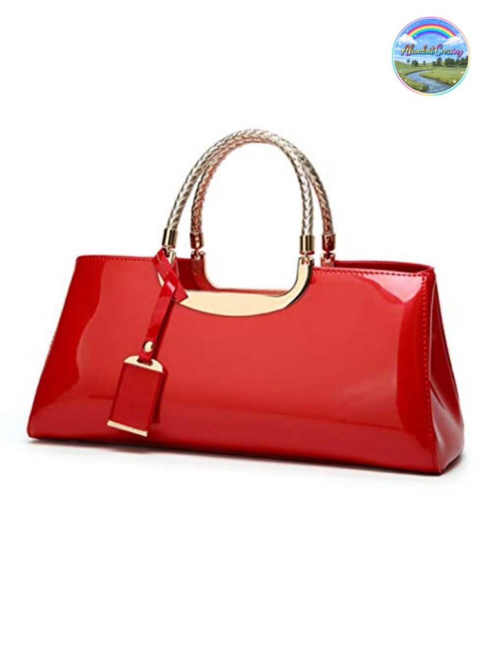 Patent Leather Structured Satchel Crossbody Top Handle Evening Party Handbag